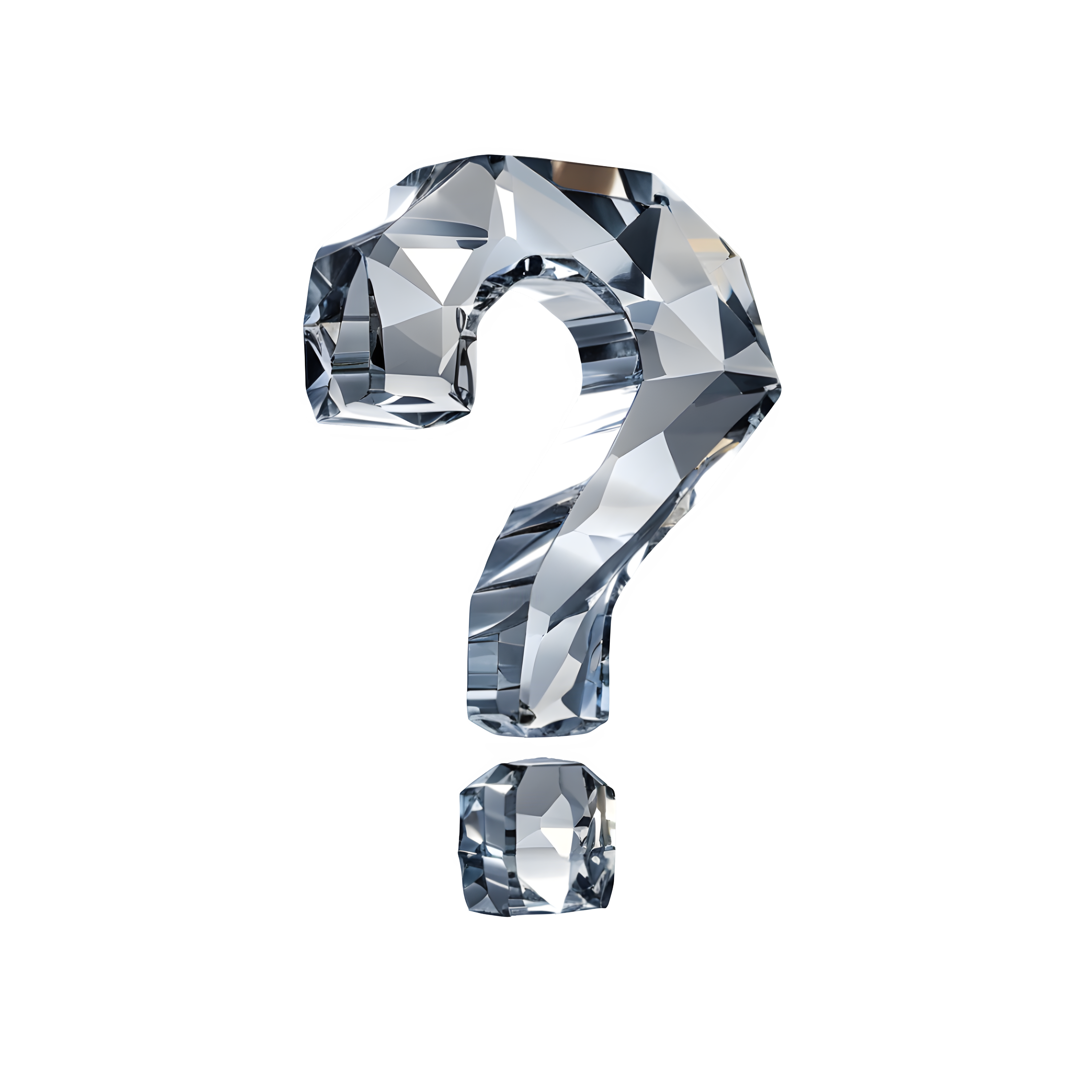 A question mark cut from diamond